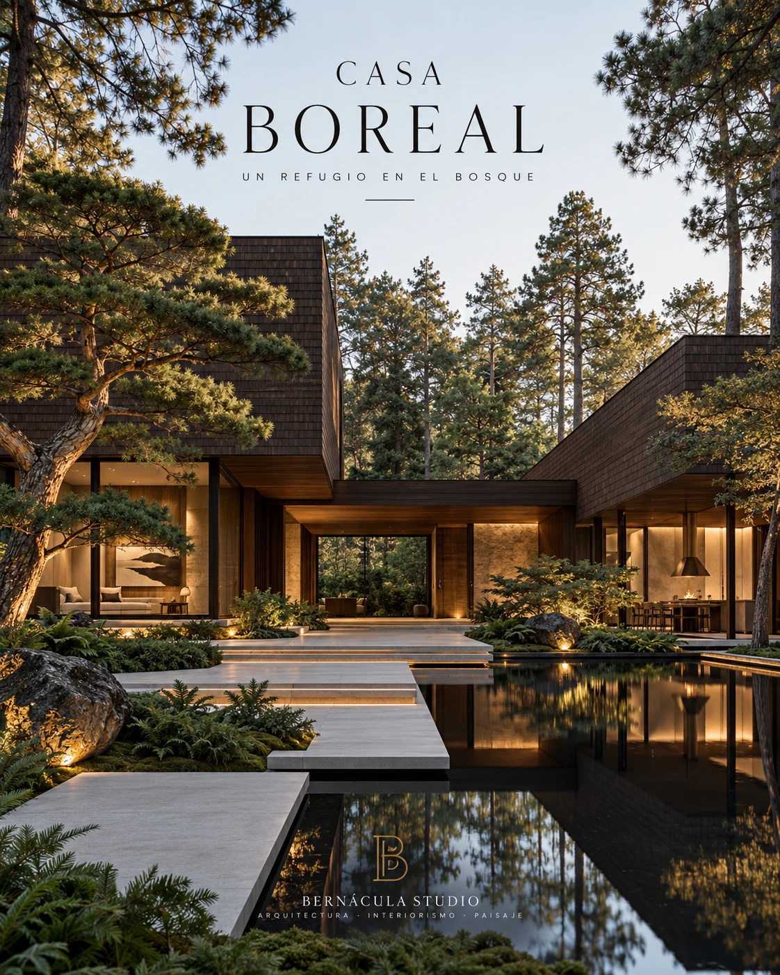 Casa Boreal: un refugio conceptual entre bosque, agua y luz cálida